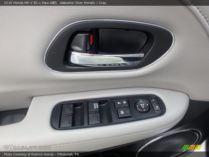 Alabaster Silver Metallic / Gray 2016 Honda HR-V EX-L Navi AWD