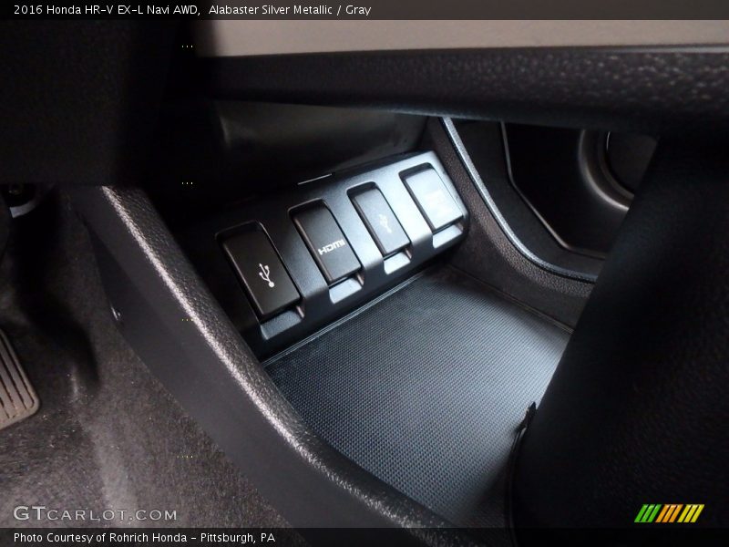 Alabaster Silver Metallic / Gray 2016 Honda HR-V EX-L Navi AWD