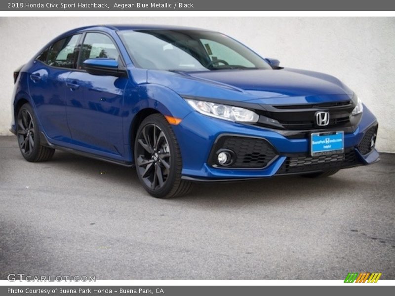 Aegean Blue Metallic / Black 2018 Honda Civic Sport Hatchback