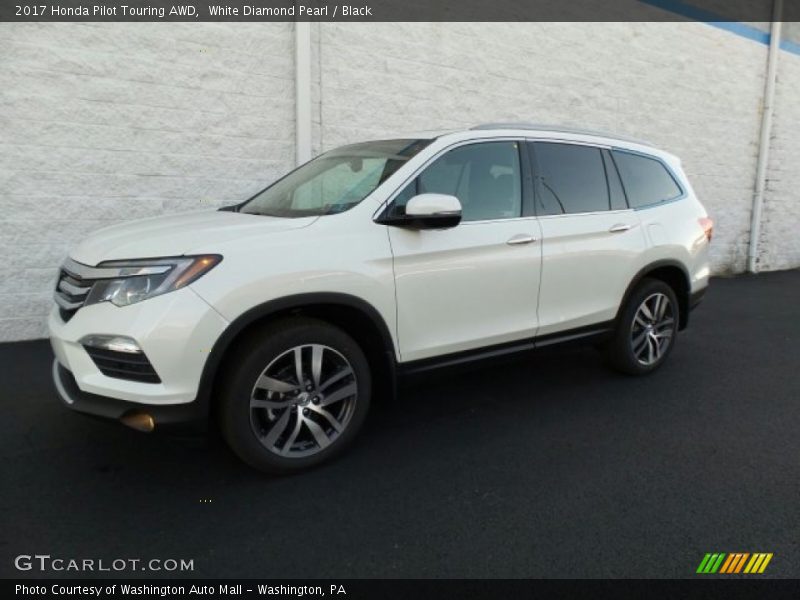 White Diamond Pearl / Black 2017 Honda Pilot Touring AWD