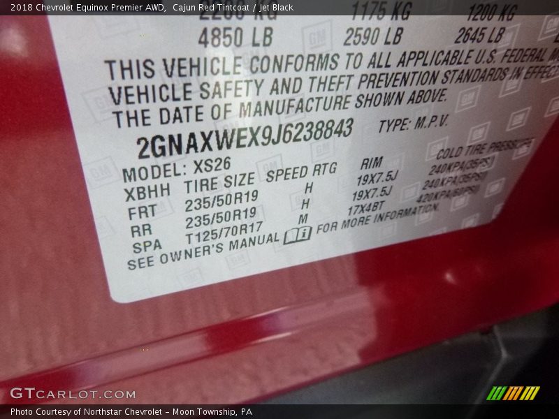 Cajun Red Tintcoat / Jet Black 2018 Chevrolet Equinox Premier AWD