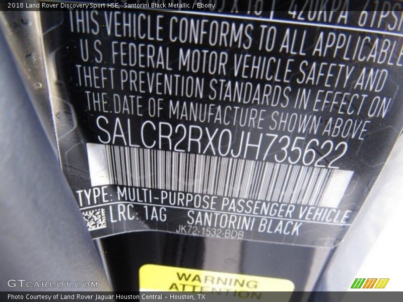Santorini Black Metallic / Ebony 2018 Land Rover Discovery Sport HSE
