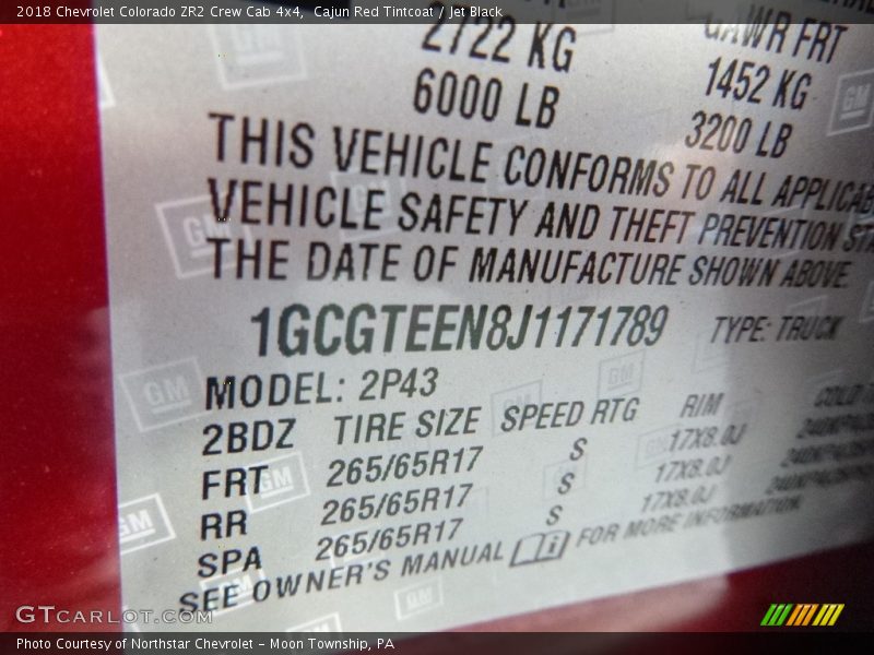 Cajun Red Tintcoat / Jet Black 2018 Chevrolet Colorado ZR2 Crew Cab 4x4