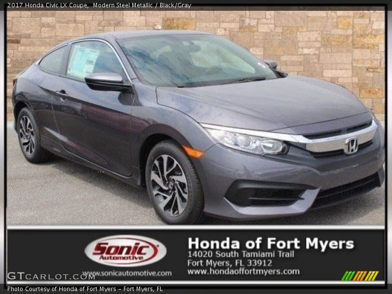 Modern Steel Metallic / Black/Gray 2017 Honda Civic LX Coupe
