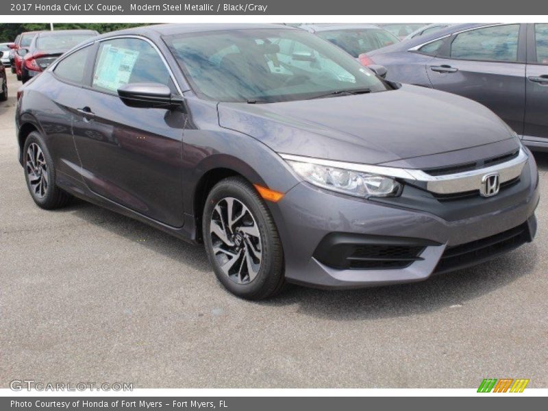 Modern Steel Metallic / Black/Gray 2017 Honda Civic LX Coupe