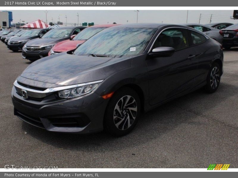 Modern Steel Metallic / Black/Gray 2017 Honda Civic LX Coupe