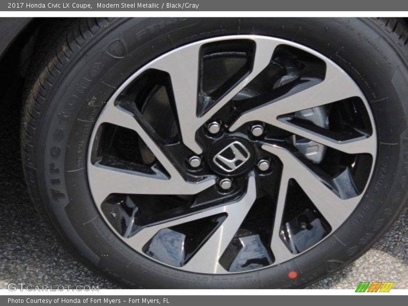 Modern Steel Metallic / Black/Gray 2017 Honda Civic LX Coupe