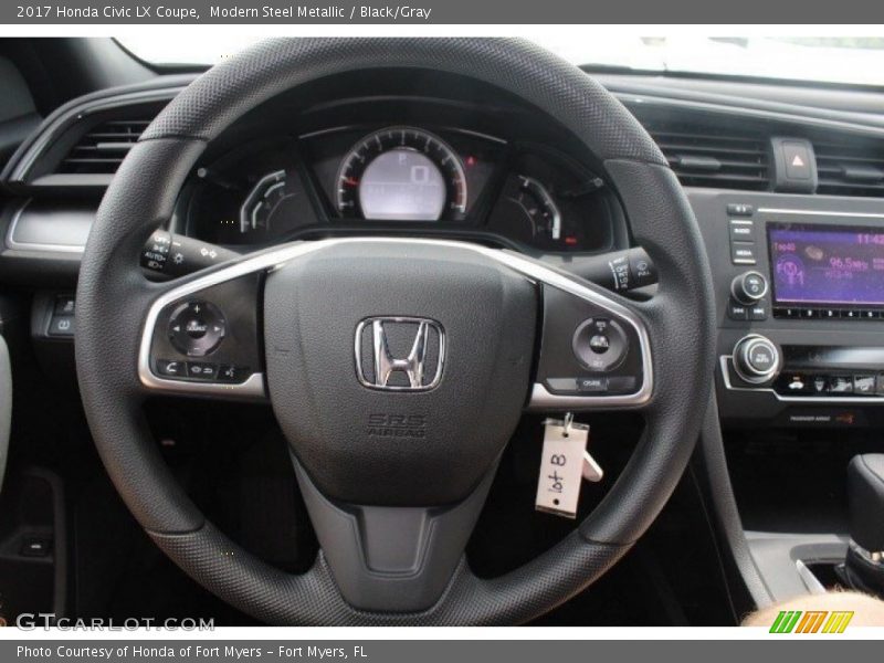 Modern Steel Metallic / Black/Gray 2017 Honda Civic LX Coupe