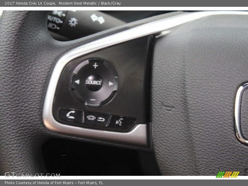 Modern Steel Metallic / Black/Gray 2017 Honda Civic LX Coupe