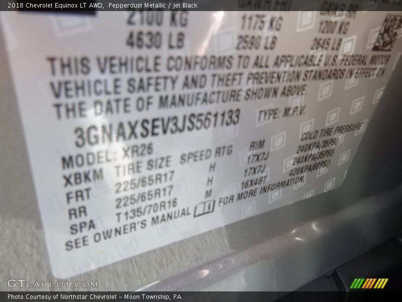Pepperdust Metallic / Jet Black 2018 Chevrolet Equinox LT AWD