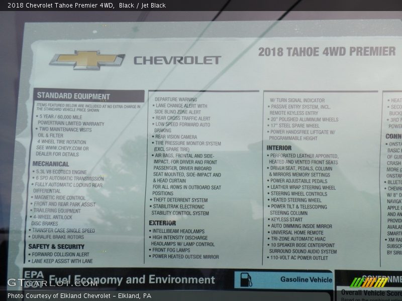 Black / Jet Black 2018 Chevrolet Tahoe Premier 4WD