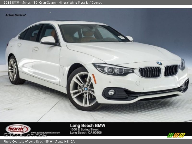 Mineral White Metallic / Cognac 2018 BMW 4 Series 430i Gran Coupe