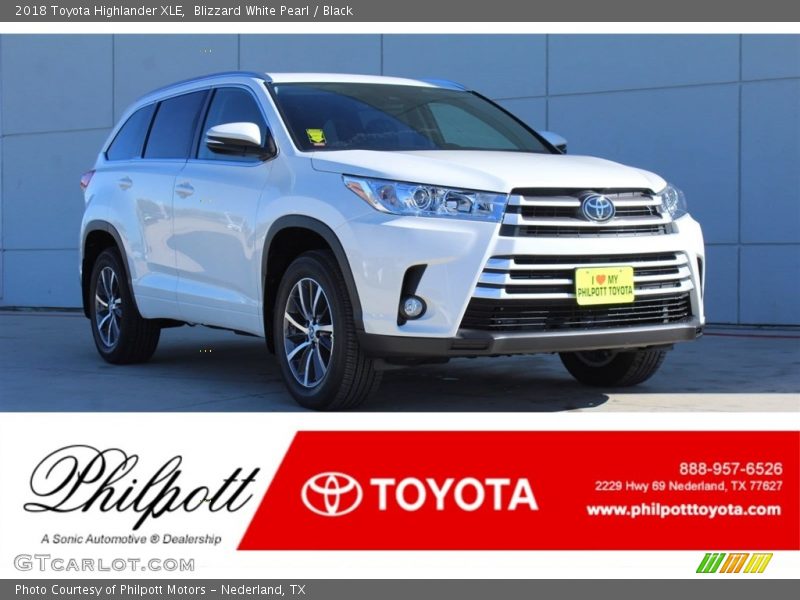 Blizzard White Pearl / Black 2018 Toyota Highlander XLE