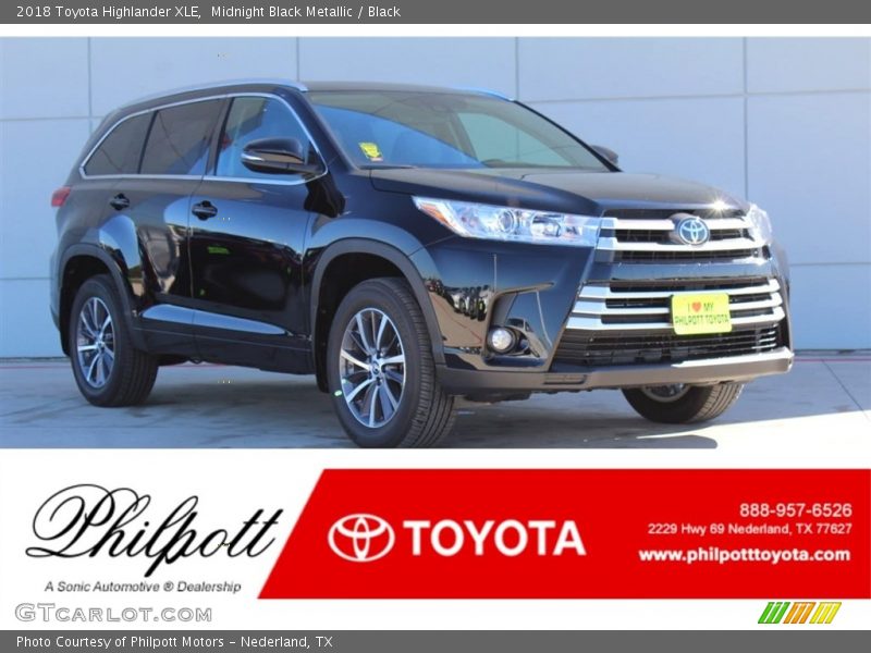 Midnight Black Metallic / Black 2018 Toyota Highlander XLE