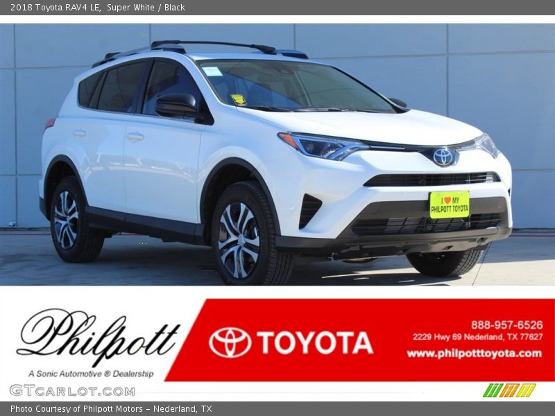 Super White / Black 2018 Toyota RAV4 LE