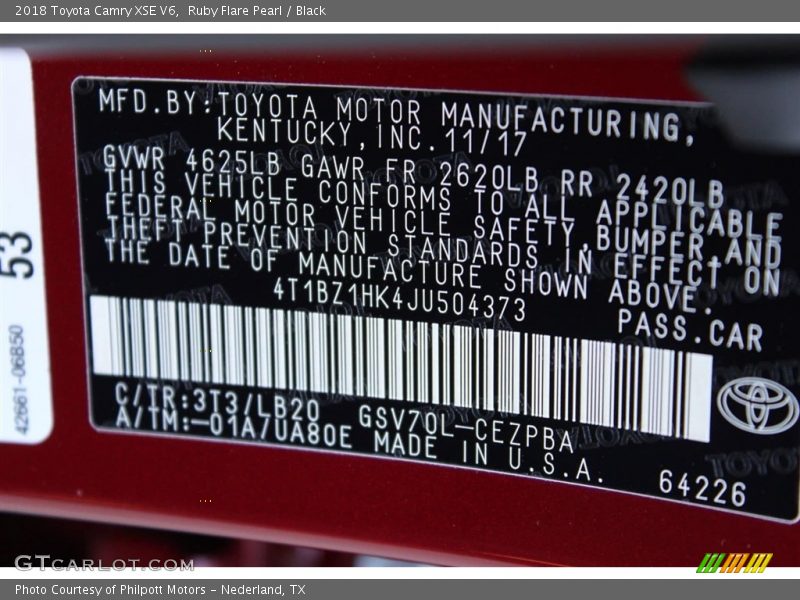 Ruby Flare Pearl / Black 2018 Toyota Camry XSE V6