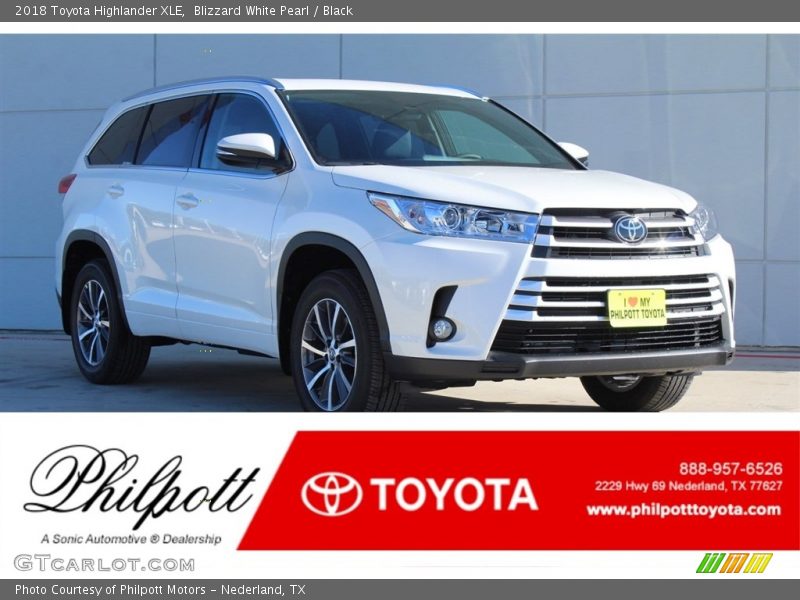 Blizzard White Pearl / Black 2018 Toyota Highlander XLE