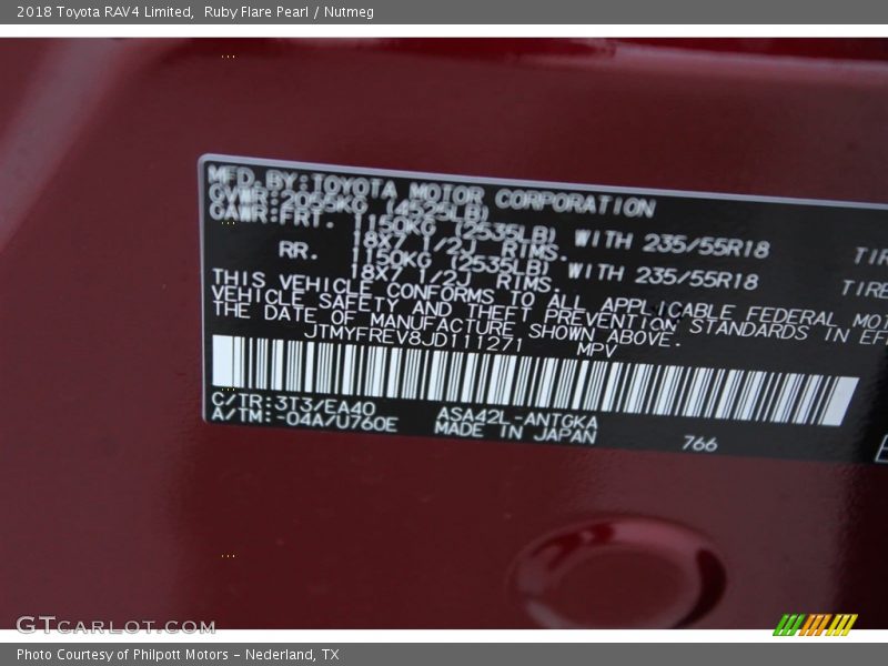 Ruby Flare Pearl / Nutmeg 2018 Toyota RAV4 Limited
