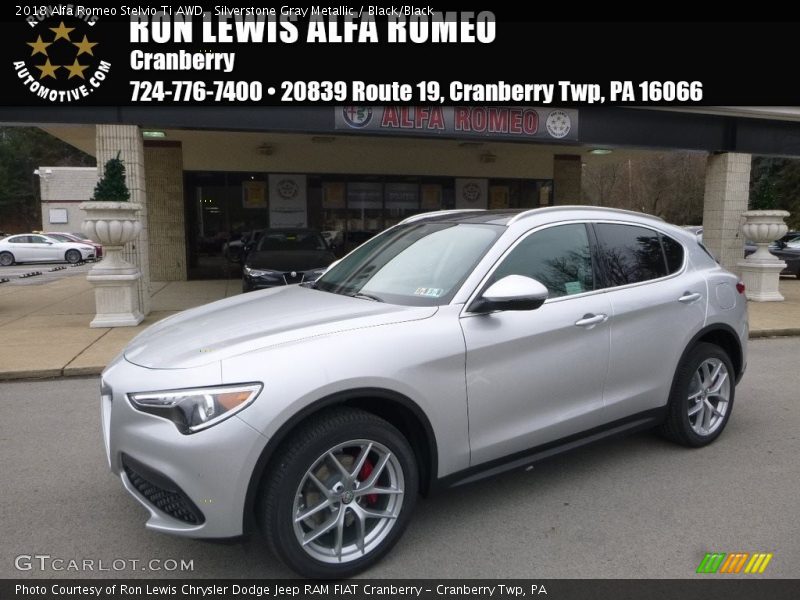 Silverstone Gray Metallic / Black/Black 2018 Alfa Romeo Stelvio Ti AWD
