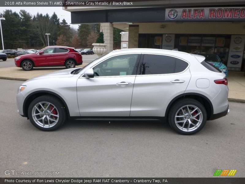 Silverstone Gray Metallic / Black/Black 2018 Alfa Romeo Stelvio Ti AWD