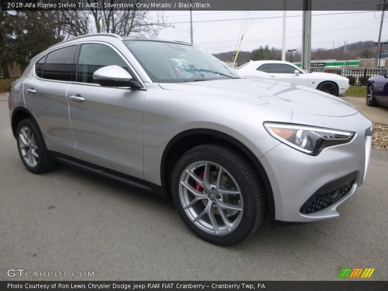 Silverstone Gray Metallic / Black/Black 2018 Alfa Romeo Stelvio Ti AWD