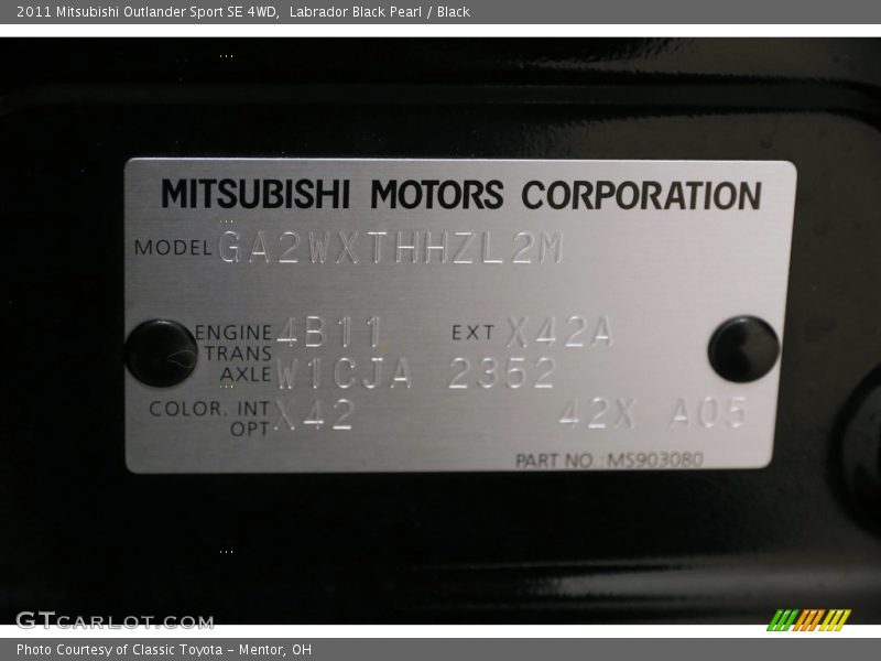 Labrador Black Pearl / Black 2011 Mitsubishi Outlander Sport SE 4WD