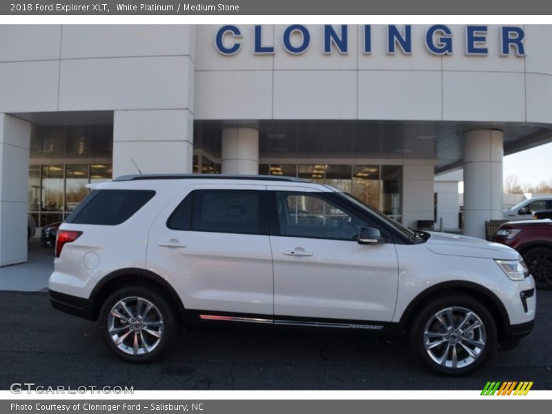 White Platinum / Medium Stone 2018 Ford Explorer XLT