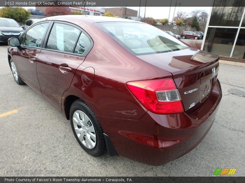 Crimson Pearl / Beige 2012 Honda Civic LX Sedan