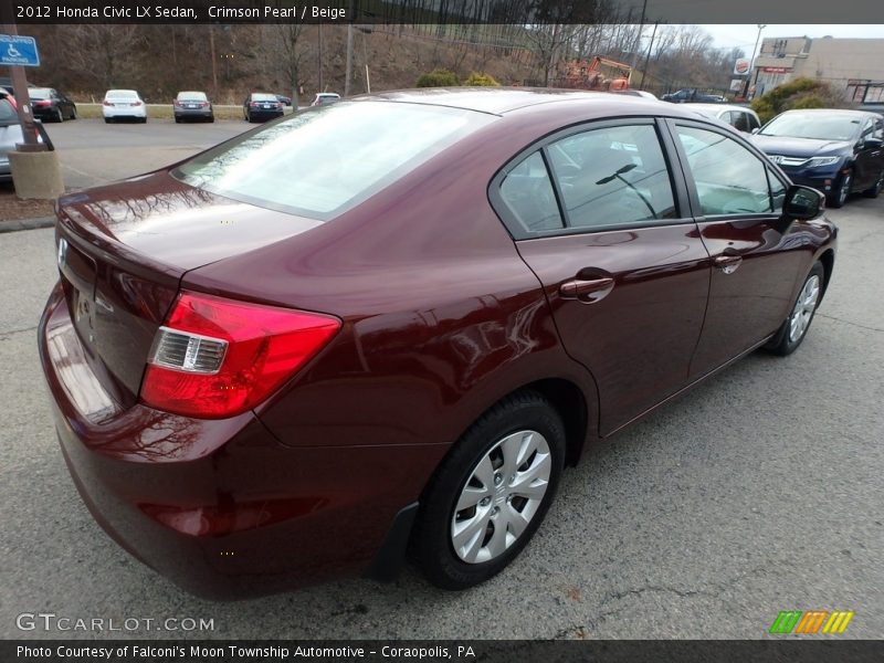 Crimson Pearl / Beige 2012 Honda Civic LX Sedan