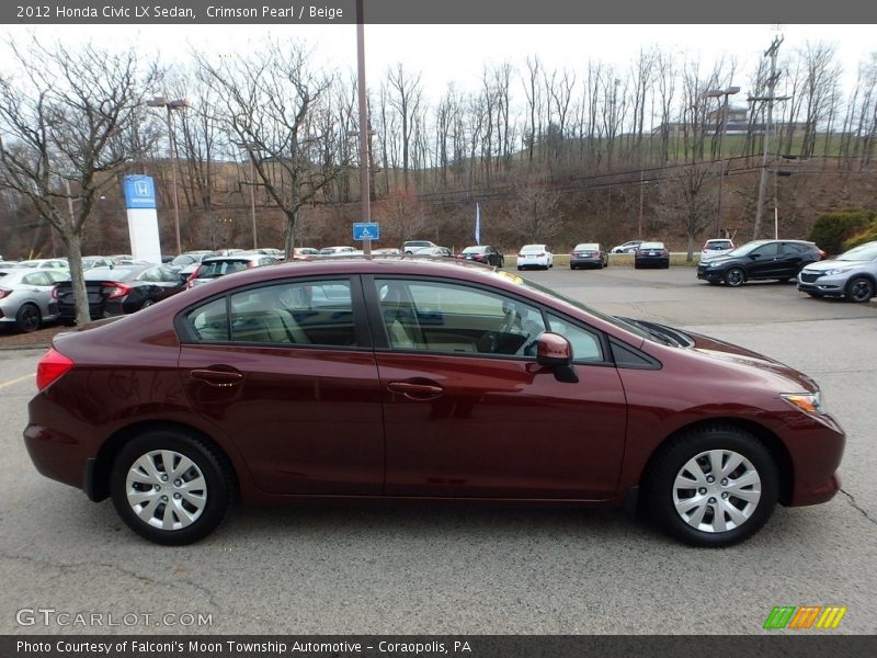 Crimson Pearl / Beige 2012 Honda Civic LX Sedan