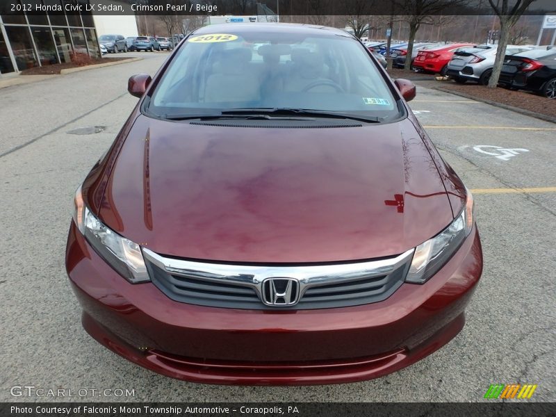 Crimson Pearl / Beige 2012 Honda Civic LX Sedan