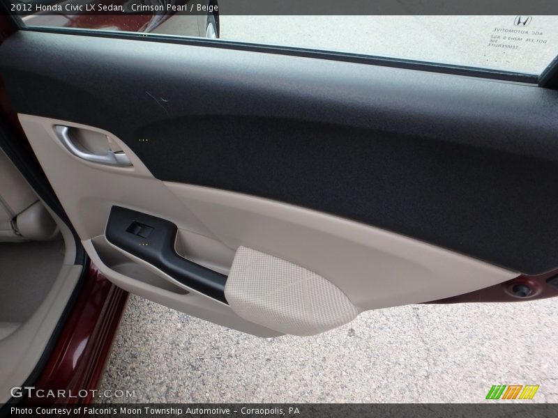 Crimson Pearl / Beige 2012 Honda Civic LX Sedan