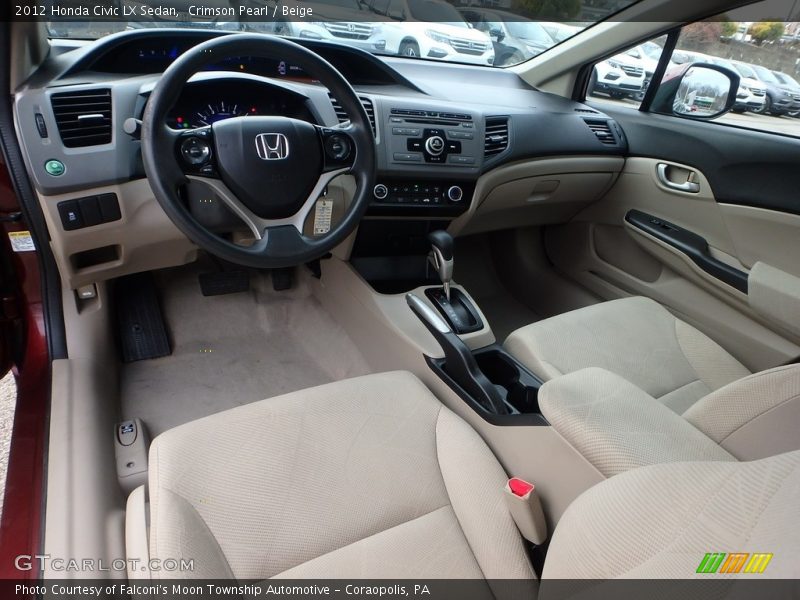 Crimson Pearl / Beige 2012 Honda Civic LX Sedan