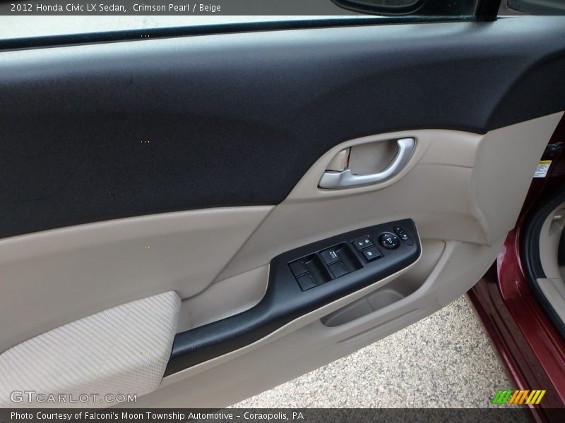 Crimson Pearl / Beige 2012 Honda Civic LX Sedan