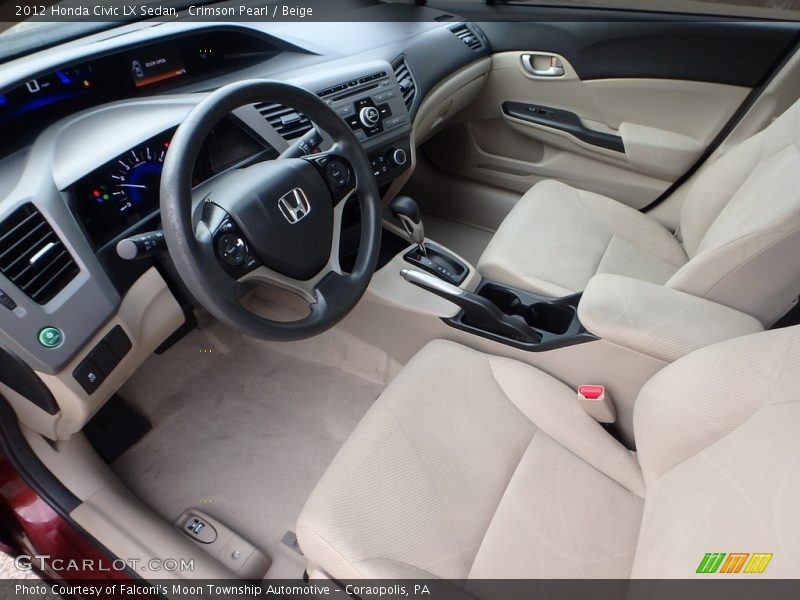 Crimson Pearl / Beige 2012 Honda Civic LX Sedan
