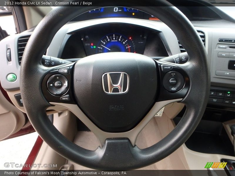 Crimson Pearl / Beige 2012 Honda Civic LX Sedan