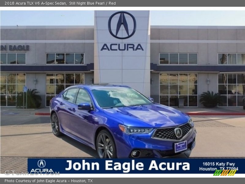 Still Night Blue Pearl / Red 2018 Acura TLX V6 A-Spec Sedan