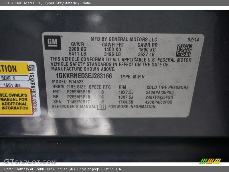Cyber Gray Metallic / Ebony 2014 GMC Acadia SLE