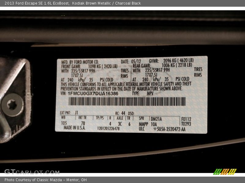 Kodiak Brown Metallic / Charcoal Black 2013 Ford Escape SE 1.6L EcoBoost