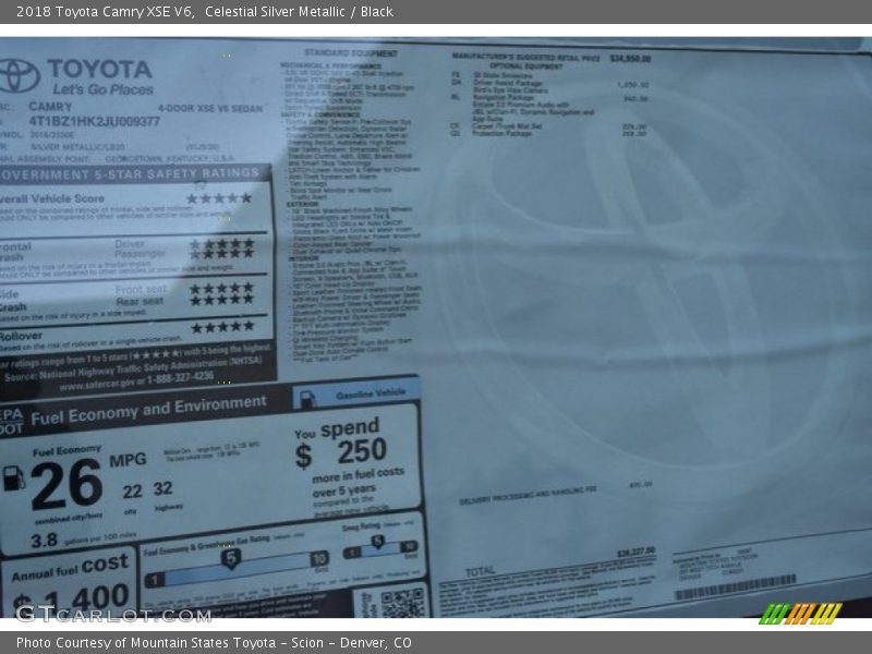 Celestial Silver Metallic / Black 2018 Toyota Camry XSE V6