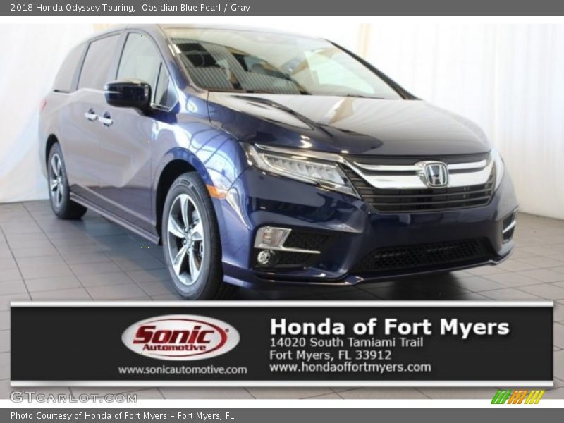Obsidian Blue Pearl / Gray 2018 Honda Odyssey Touring