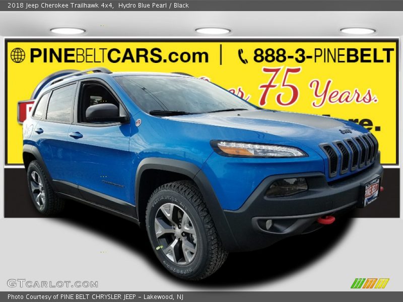 Hydro Blue Pearl / Black 2018 Jeep Cherokee Trailhawk 4x4