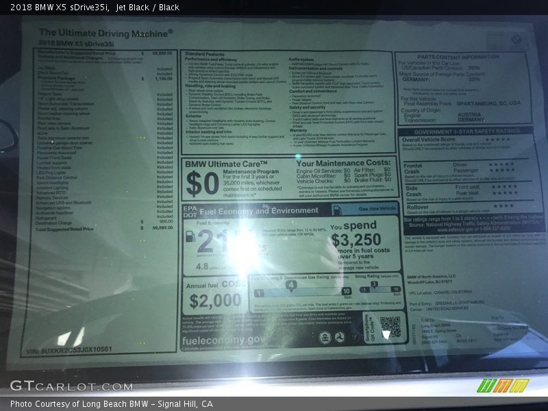 Jet Black / Black 2018 BMW X5 sDrive35i