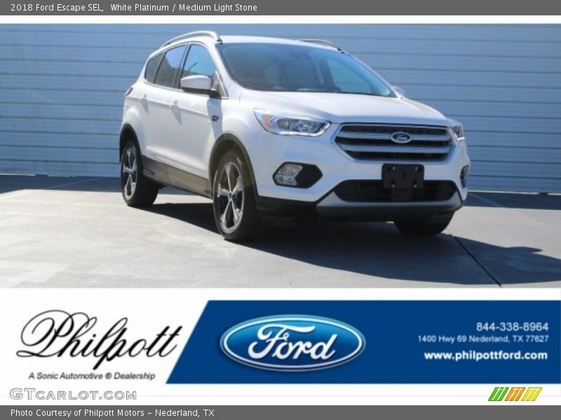 White Platinum / Medium Light Stone 2018 Ford Escape SEL