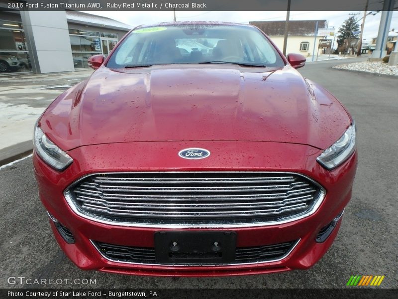 Ruby Red Metallic / Charcoal Black 2016 Ford Fusion Titanium AWD