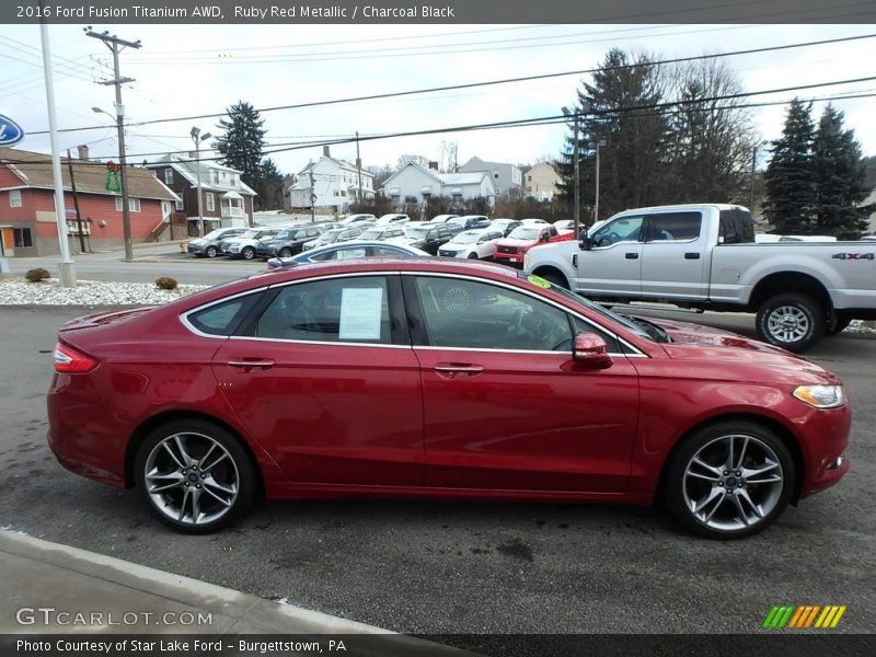 Ruby Red Metallic / Charcoal Black 2016 Ford Fusion Titanium AWD