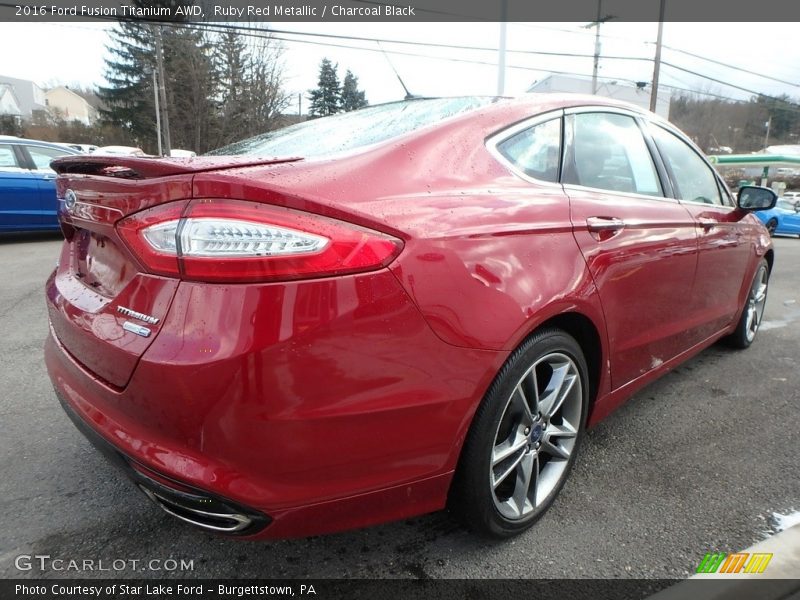 Ruby Red Metallic / Charcoal Black 2016 Ford Fusion Titanium AWD
