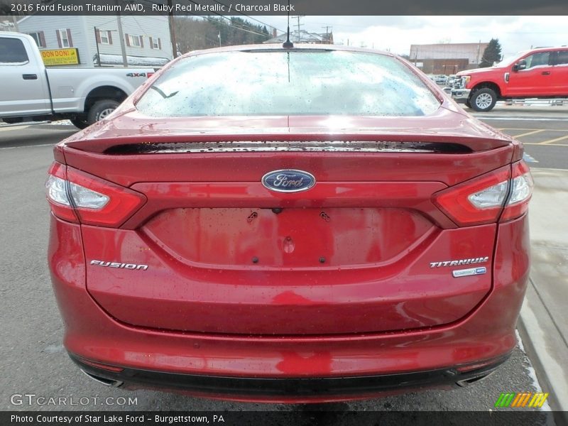Ruby Red Metallic / Charcoal Black 2016 Ford Fusion Titanium AWD