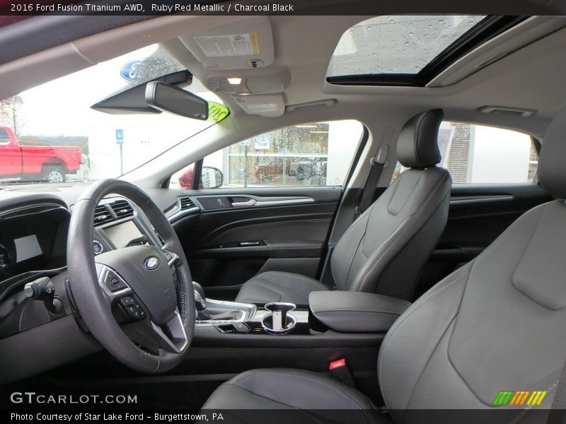 Ruby Red Metallic / Charcoal Black 2016 Ford Fusion Titanium AWD