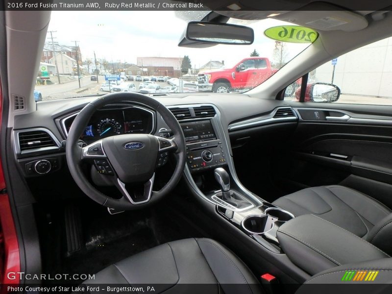Ruby Red Metallic / Charcoal Black 2016 Ford Fusion Titanium AWD